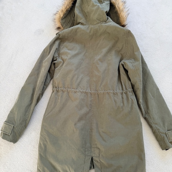 Abercrombie & Fitch Urban Olive Green 2-in-1 Parka with Faux Fur Vest (XS) - Picture 5 of 5